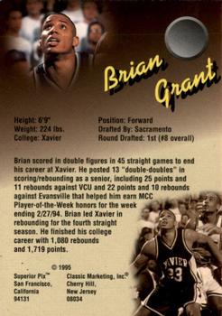 1995 Classic Superior Pix - Autographs #NNO Brian Grant Back