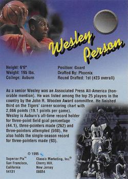 1995 Classic Superior Pix - Autographs #NNO Wesley Person Back