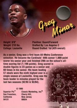 1995 Classic Superior Pix - Autographs #NNO Greg Minor Back