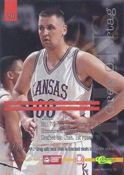 1995 Classic Visions #26 Greg Ostertag Back