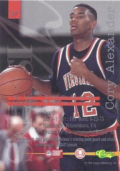 1995 Classic Visions #27 Cory Alexander Back