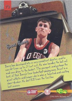 1995 Classic Visions #73 Brent Barry Back