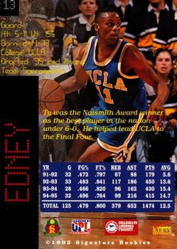 1995 Signature Rookies Prime #13 Tyus Edney Back