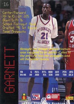 1995 Signature Rookies Prime - Signatures #16 Kevin Garnett Back