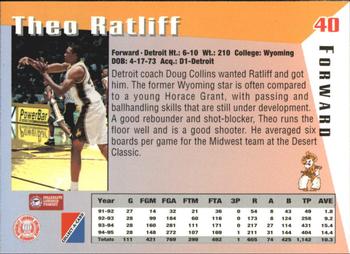 1995 Collect-A-Card #40 Theo Ratliff Back