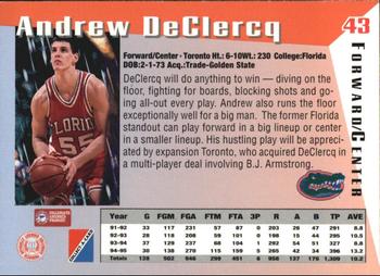 1995 Collect-A-Card #43 Andrew DeClercq Back