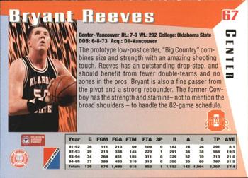 1995 Collect-A-Card #67 Bryant Reeves Back