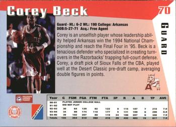 1995 Collect-A-Card #70 Corey Beck Back