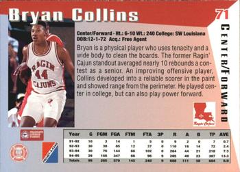 1995 Collect-A-Card #71 Bryan Collins Back
