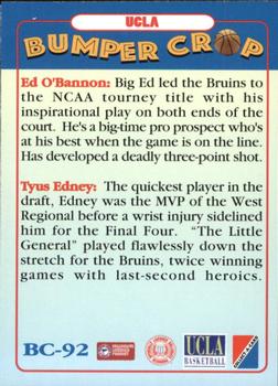 1995 Collect-A-Card #BC-92 Ed O'Bannon/ George Zidek / Tyus Edney Back