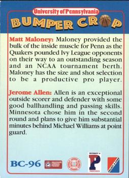 1995 Collect-A-Card #BC-96 Matt Maloney / Jerome Allen Back