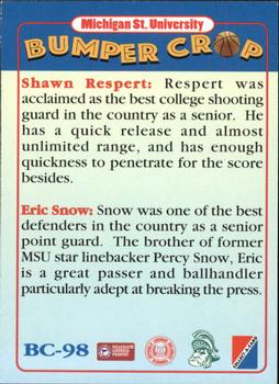 1995 Collect-A-Card #BC-98 Shawn Respert / Eric Snow Back