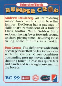 1995 Collect-A-Card #BC-99 Andrew DeClercq / Dan Cross Back