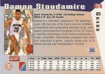 1995 Collect-A-Card #64 Damon Stoudamire Back