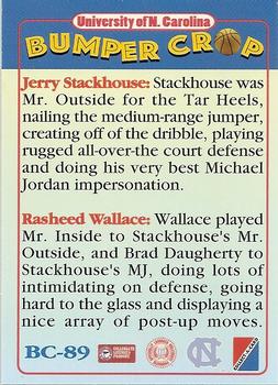 1995 Collect-A-Card #BC-89 Jerry Stackhouse / Rasheed Wallace Back