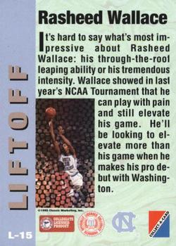 1995 Collect-A-Card - Liftoff #L-15 Rasheed Wallace Back