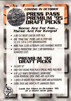 1995 Press Pass Premium Draft Picks #PROMO Corliss Williamson Back