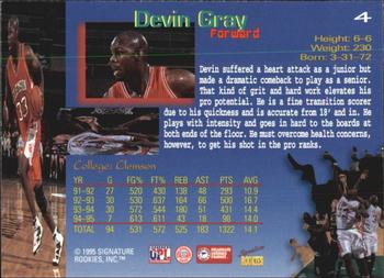 1995 Signature Rookies Draft Day #4 Devin Gray Back