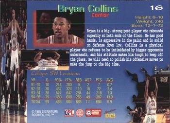 1995 Signature Rookies Draft Day #16 Bryan Collins Back