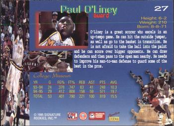 1995 Signature Rookies Draft Day #27 Paul O'Liney Back