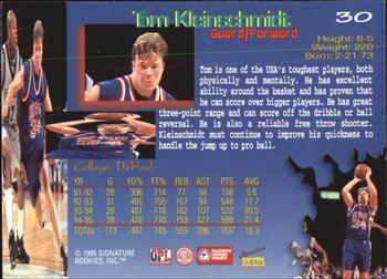 1995 Signature Rookies Draft Day #30 Tom Kleinschmidt Back