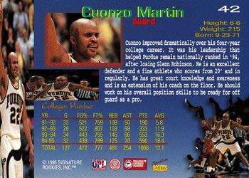 1995 Signature Rookies Draft Day #42 Cuonzo Martin Back