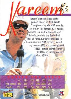 1995 Signature Rookies Draft Day - Kareem #K5 Kareem Abdul-Jabbar Back