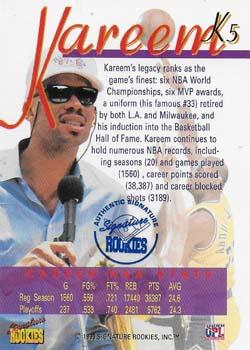 1995 Signature Rookies Draft Day - Kareem Signatures #K5 Kareem Abdul-Jabbar Back