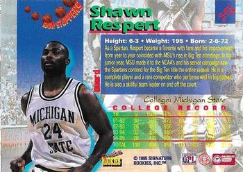 1995 Signature Rookies Draft Day - Show Stoppers #S3 Shawn Respert Back