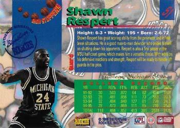 1995 Signature Rookies Draft Day - Show Stoppers Signatures #S1 Shawn Respert Back