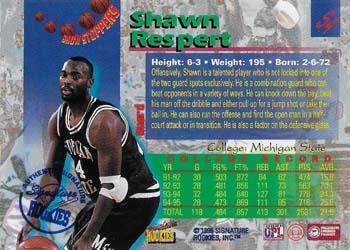 1995 Signature Rookies Draft Day - Show Stoppers Signatures #S4 Shawn Respert Back