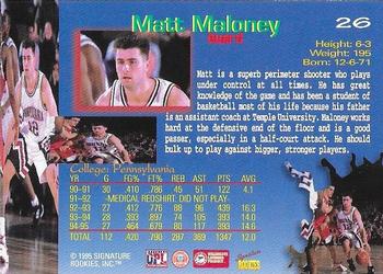 1995 Signature Rookies Draft Day - Signatures #26 Matt Maloney Back