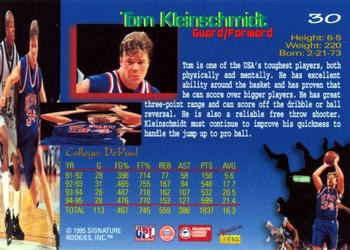 1995 Signature Rookies Draft Day - Signatures #30 Tom Kleinschmidt Back
