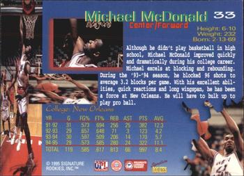 1995 Signature Rookies Draft Day - Signatures #33 Michael McDonald Back
