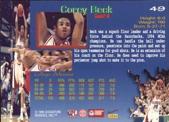 1995 Signature Rookies Draft Day - Signatures #49 Corey Beck Back
