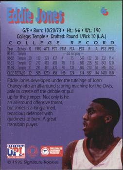 1995 Signature Rookies Kro-Max #6 Eddie Jones Back