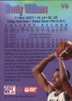 1995 Signature Rookies Kro-Max #18 Monty Williams Back