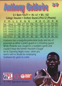 1995 Signature Rookies Kro-Max #37 Anthony Goldwire Back