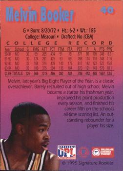 1995 Signature Rookies Kro-Max #40 Melvin Booker Back