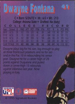 1995 Signature Rookies Kro-Max #41 Dwayne Fontana Back