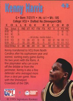 1995 Signature Rookies Kro-Max #43 Kenny Harris Back