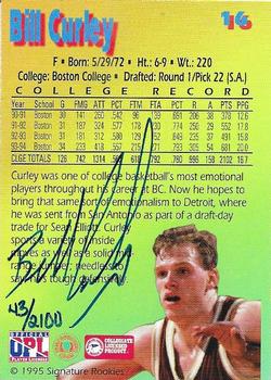1995 Signature Rookies Kro-Max - Autographs #16 Bill Curley Back