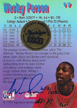 1995 Signature Rookies Kro-Max - Autographs #17 Wesley Person Back