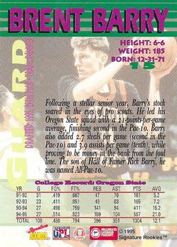 1995 Signature Rookies Autobilia #15 Brent Barry Back