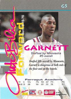 1995 Signature Rookies Autobilia - Kevin Garnett #G5 Kevin Garnett Back