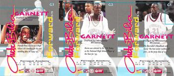 1995 Signature Rookies Autobilia - Kevin Garnett #G1 / G2 / G3 Kevin Garnett Back
