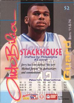 1995 Signature Rookies Autobilia - Jerry Stackhouse #S2 Jerry Stackhouse Back
