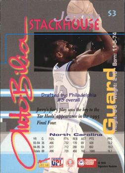 1995 Signature Rookies Autobilia - Jerry Stackhouse #S3 Jerry Stackhouse Back