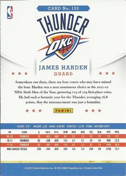 2012-13 Hoops #133 James Harden Back