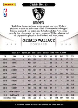 2012-13 Hoops #13 Gerald Wallace Back